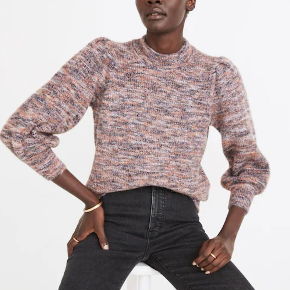 Madewell Spaced Dyed Eaton Puff Sleeve Pullover Sweater